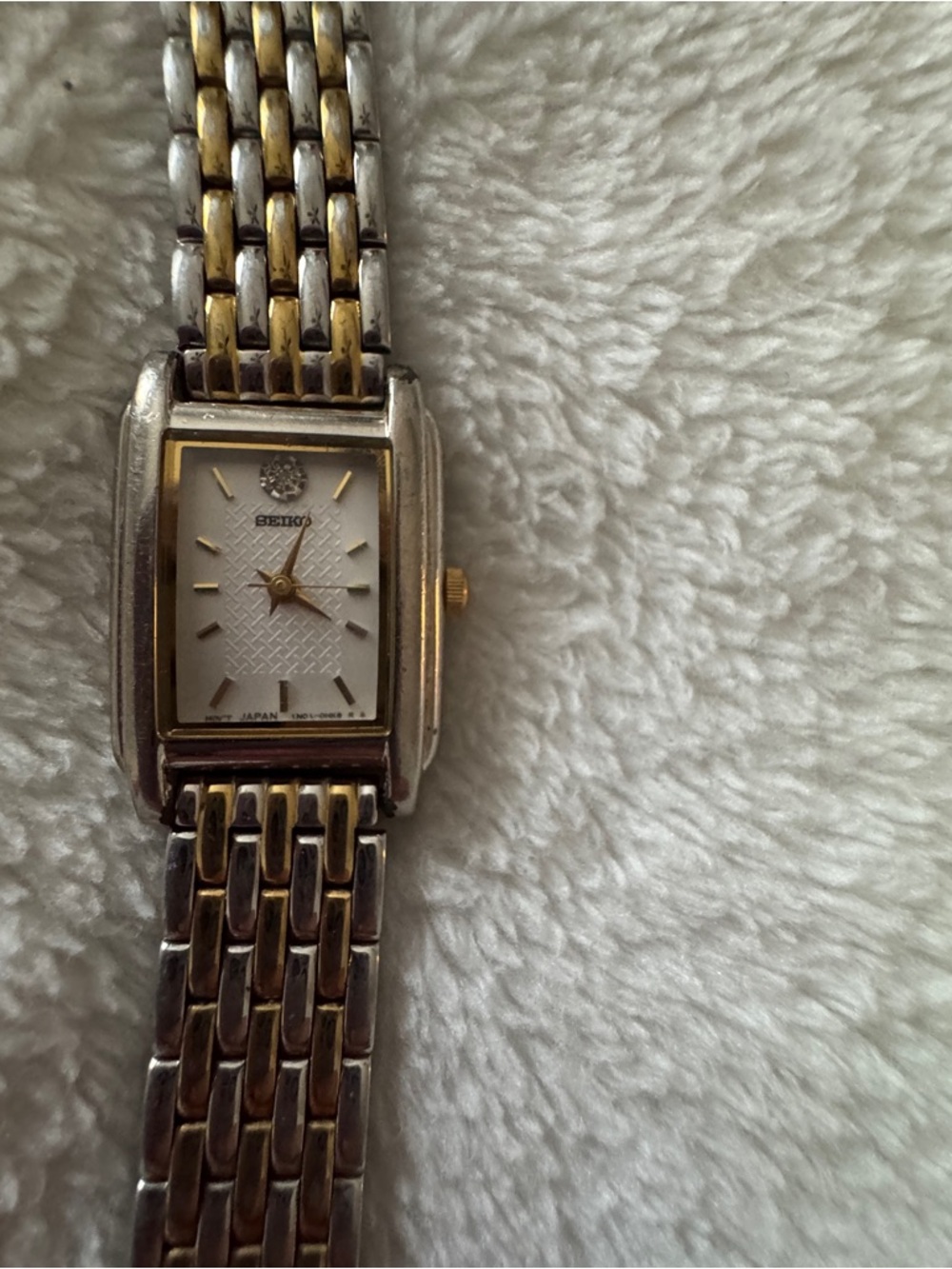 Seiko Two-Tone Silver and Gold Rectangular Bracelet Watch